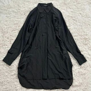 アンドゥムルメステール(Ann Demeulemeester)の美品✨アンドゥムルメステール シルク ブラック ロングシャツ ドレス モード(シャツ/ブラウス(長袖/七分))