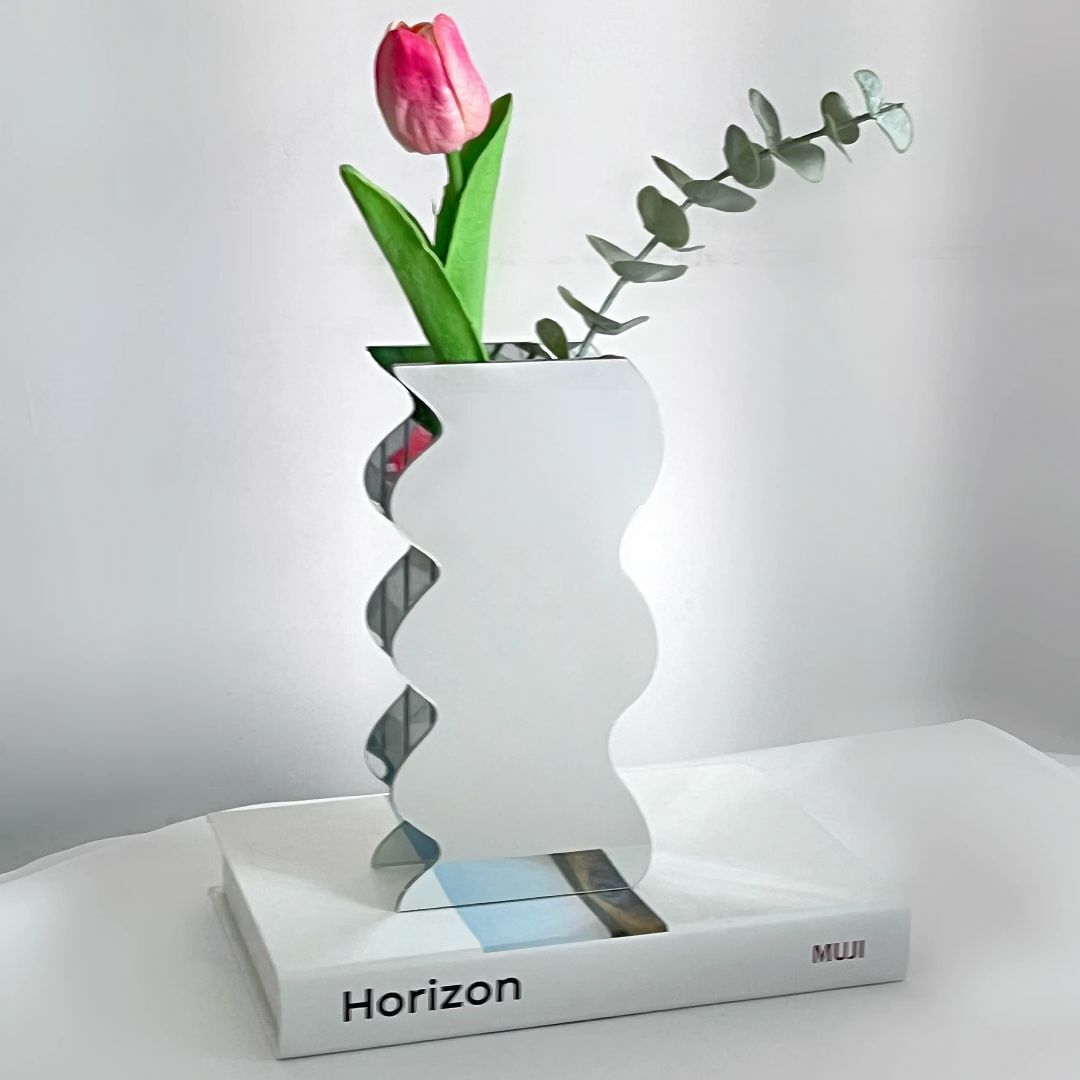 【色: ミラー】BLOFLOミラーアクリル花瓶、幾何学的なアクリル花の花瓶、花の