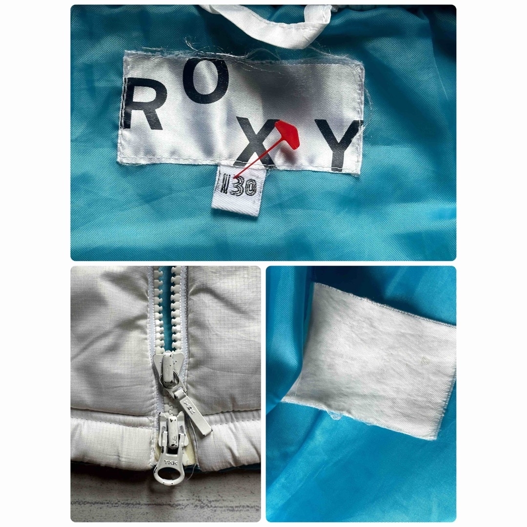 Roxy(ロキシー)のROXY フード付き ベスト ホワイト グリーン  130 男女兼用 秋 冬 キッズ/ベビー/マタニティのキッズ服女の子用(90cm~)(ジャケット/上着)の商品写真