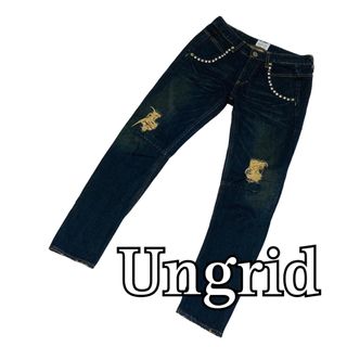 アングリッド(Ungrid)のUngrid スタッズ ダメージデニム 24 アングリッド インディゴ(デニム/ジーンズ)