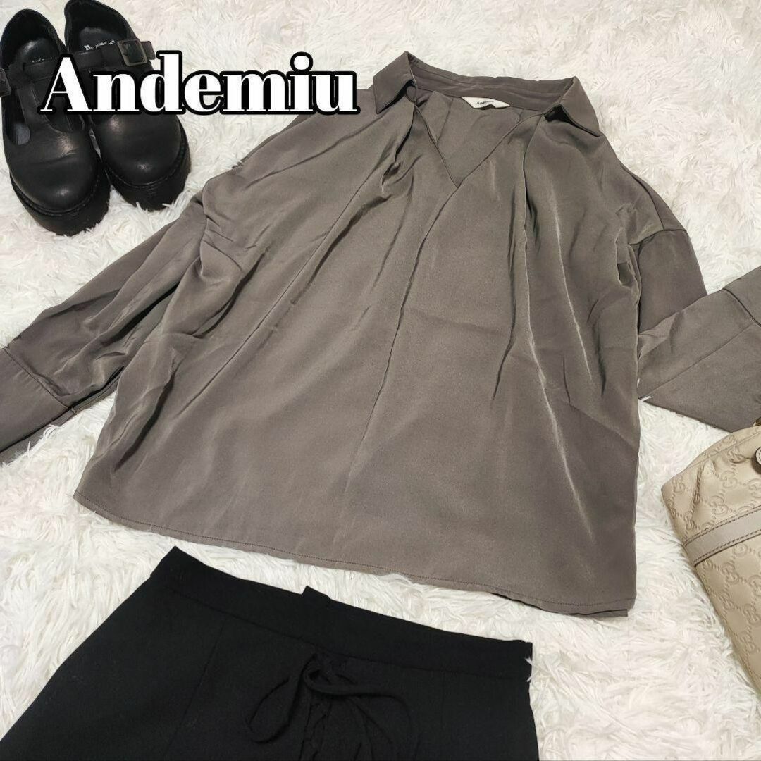 Andemiu(アンデミュウ)のAndemiu【F】オリーブ　長袖　シャツ　ブラウス　トップス レディースのトップス(カットソー(長袖/七分))の商品写真