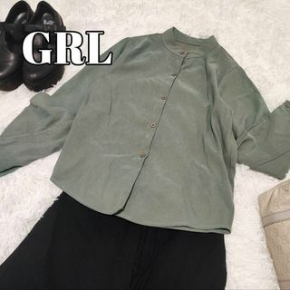 グレイル(GRL)のＧＲＬ 【M】トップス　シャツ　ブラウス　厚手　オリーブ(カットソー(長袖/七分))