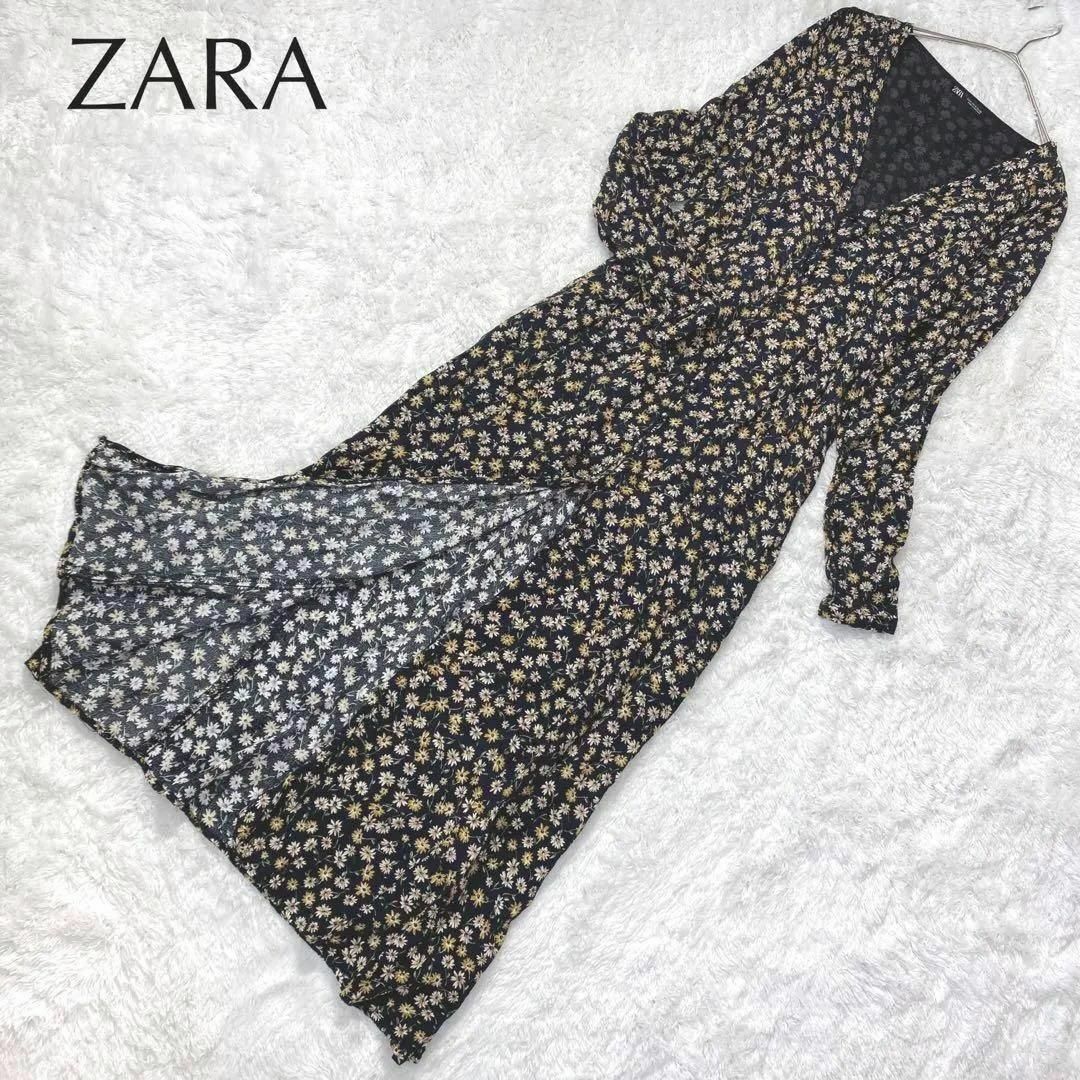 ZARA(ザラ)の【美品】ZARA ザラ 小花柄 シャツワンピース ドレス マキシ丈 羽織 春 夏 レディースのワンピース(ロングワンピース/マキシワンピース)の商品写真