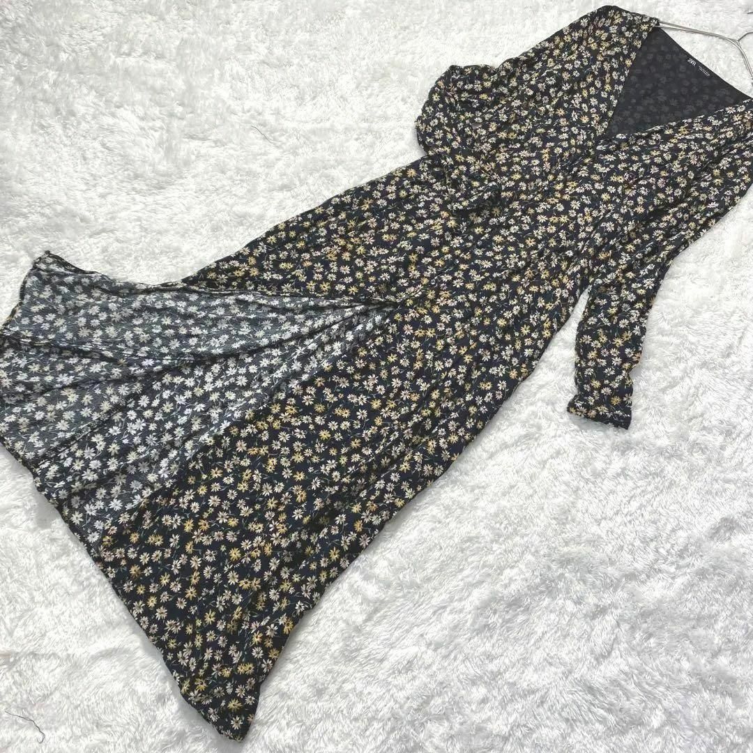 ZARA(ザラ)の【美品】ZARA ザラ 小花柄 シャツワンピース ドレス マキシ丈 羽織 春 夏 レディースのワンピース(ロングワンピース/マキシワンピース)の商品写真