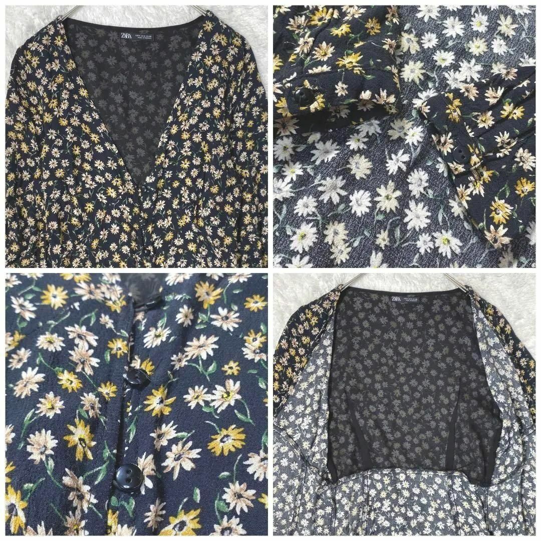 ZARA(ザラ)の【美品】ZARA ザラ 小花柄 シャツワンピース ドレス マキシ丈 羽織 春 夏 レディースのワンピース(ロングワンピース/マキシワンピース)の商品写真