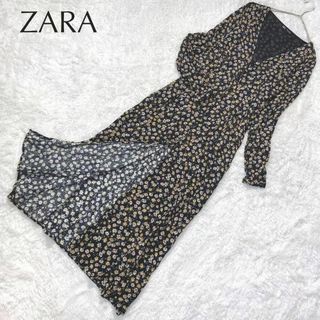 ザラ(ZARA)の【美品】ZARA ザラ 小花柄 シャツワンピース ドレス マキシ丈 羽織 春 夏(ロングワンピース/マキシワンピース)