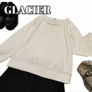 グラシア(GLACIER)のGLACIER【M】長袖　トップス　ブラウス　ホワイト a211(Tシャツ(長袖/七分))