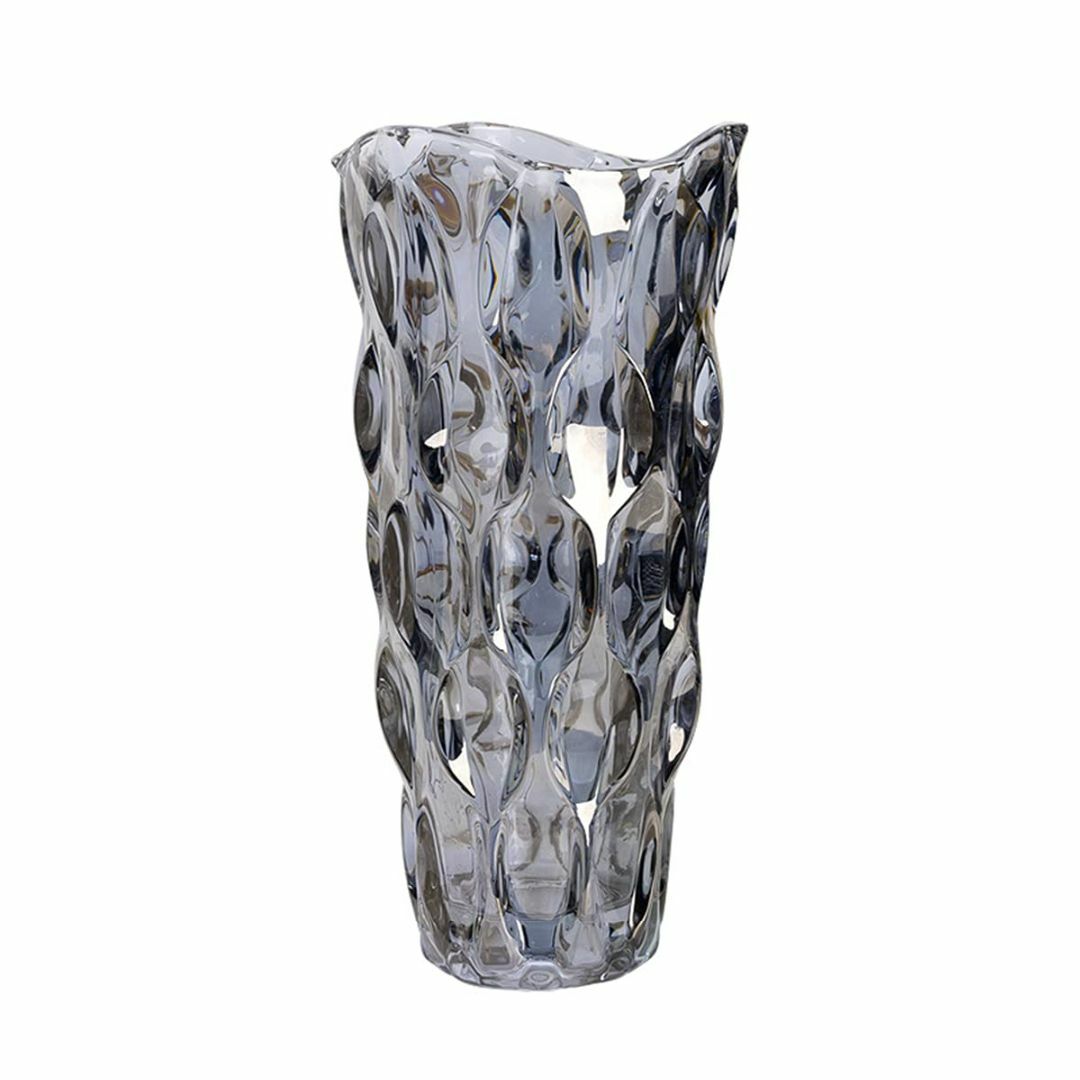 【色: グレー-30cm】ガラス フラワーベース 透明 花瓶 ガラス おしゃれ
