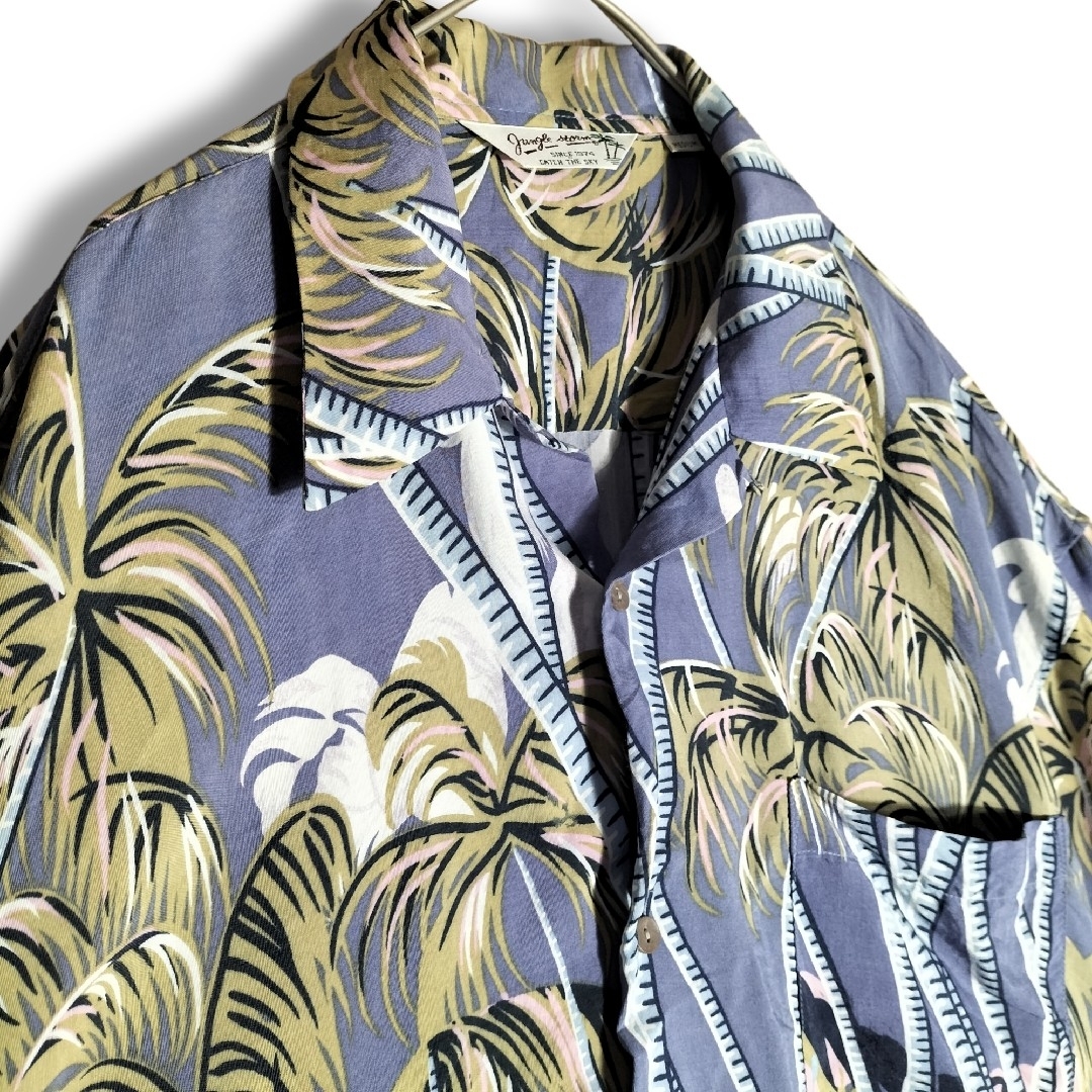 JUNGLE STORM(ジャングルストーム)のアロハシャツ　オープンカラー　薄パープル メンズのトップス(シャツ)の商品写真