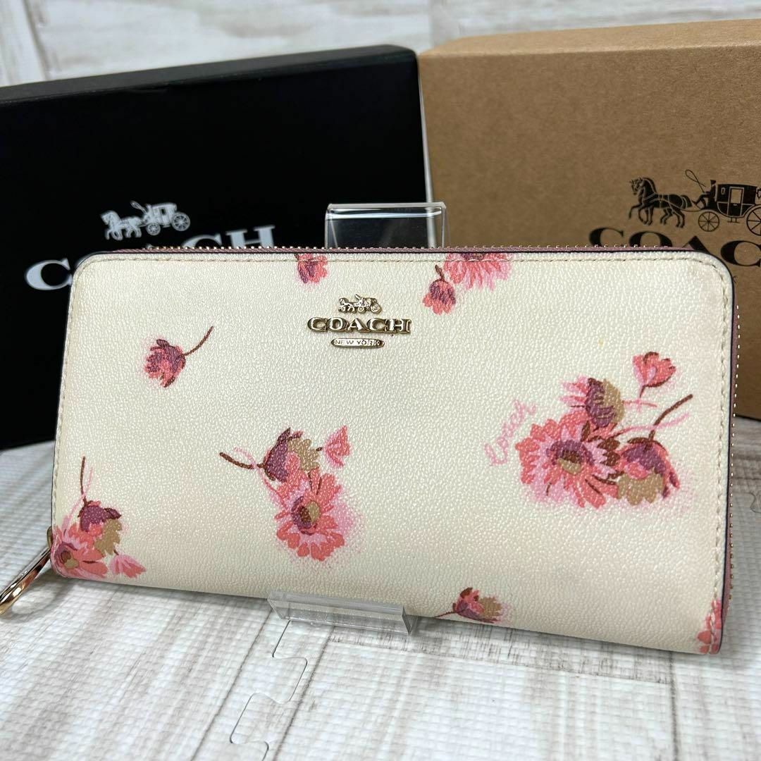 COACH コーチ ✨ 長財布 ラウンドファスナー レザー 花柄