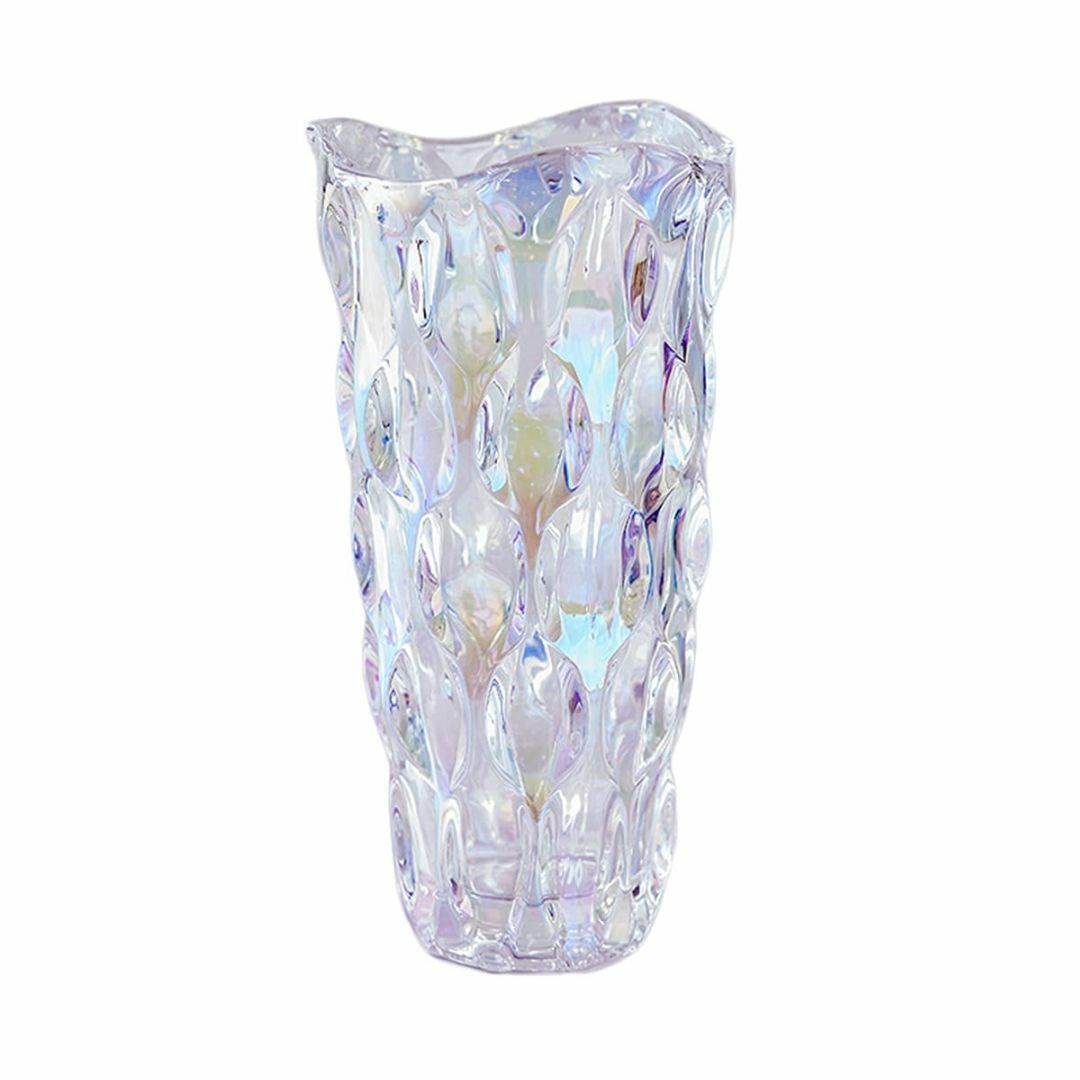 【色: 虹色-24cm】ガラス フラワーベース 透明 花瓶 ガラス おしゃれ 大