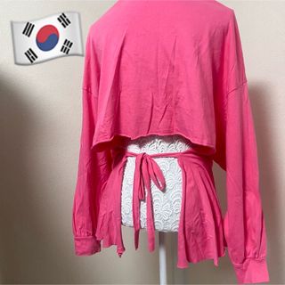 韓国ファッション　デザインロンT(Tシャツ(長袖/七分))