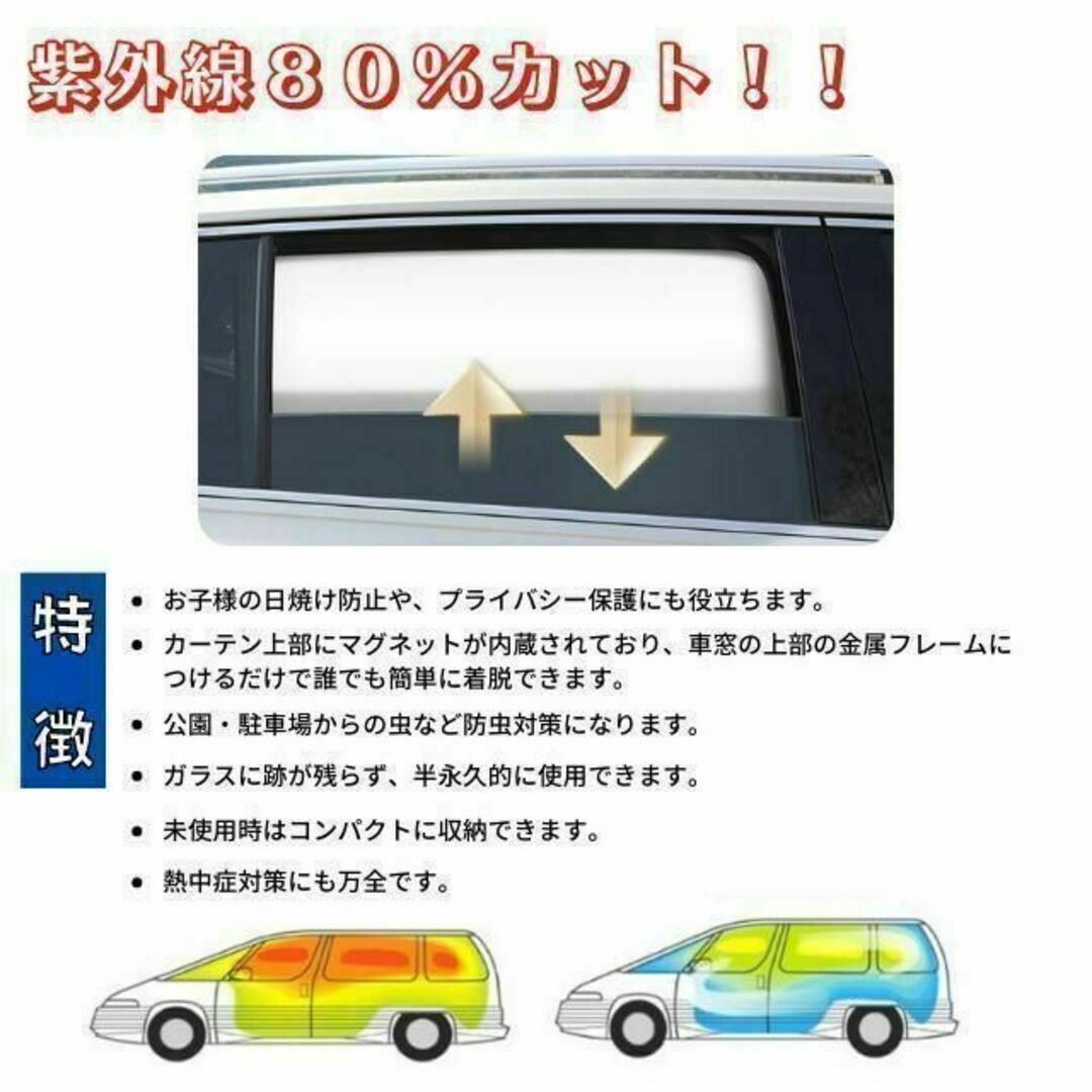 車内カーテン 磁石 遮光サンシェード 4枚セット 車中泊 車用網戸 ... ミニバン用 カーテン 未使用