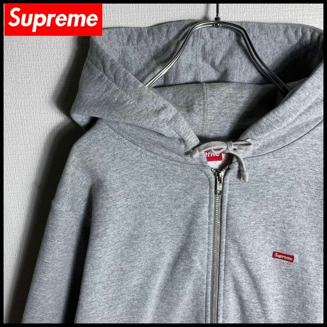 supreme small Box logo パーカー グレー