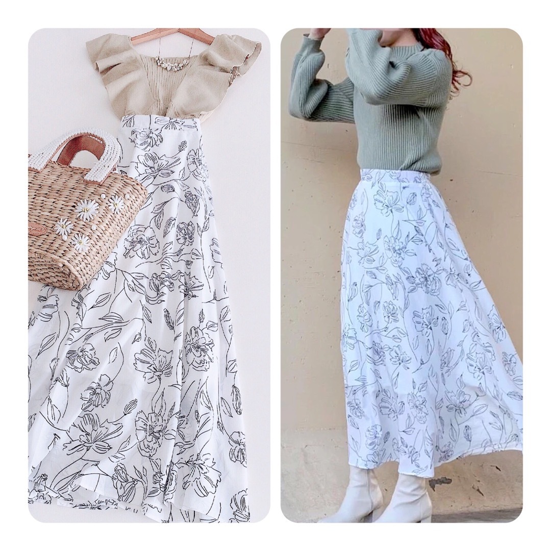 INGNI(イング)の新品❤️イング　線画フラワースカート　 レディースのスカート(ロングスカート)の商品写真