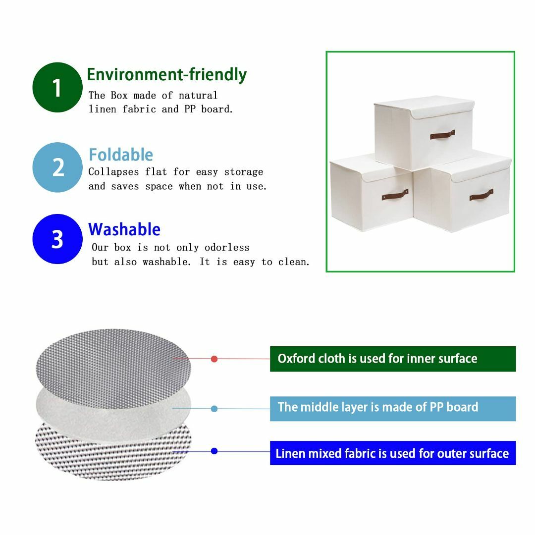 【色: ホワイト】OUTBROS 収納ボックス3個組収納ケース ふた付き大容量