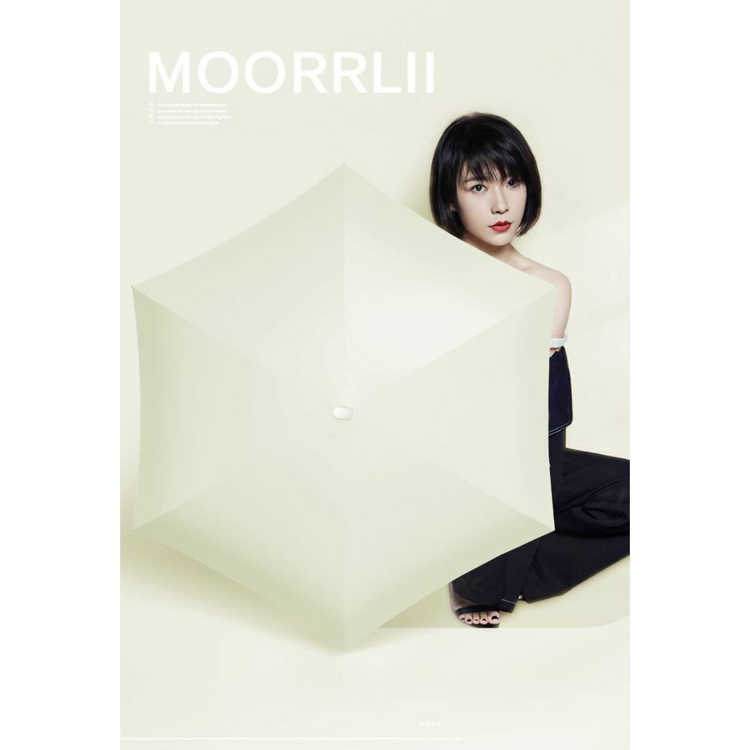 【色:白(6折)】Moorrlii 日傘 レディース コンパクト 折りたたみ傘 5