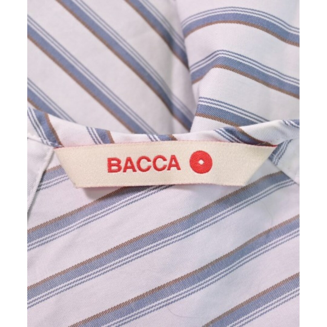 BACCA バッカ ブラウス 36(S位) 白xブルーグレーx茶(総柄) 【古着】【中古】