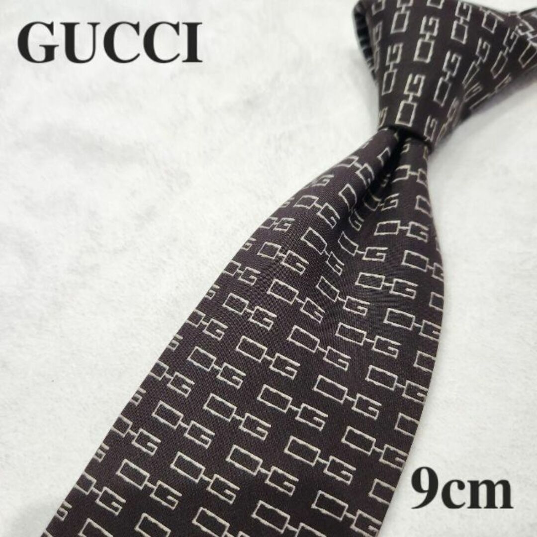 Gucci - 【GUCCI】グッチ☆ハイブランドネクタイ☆こげ茶☆GG柄