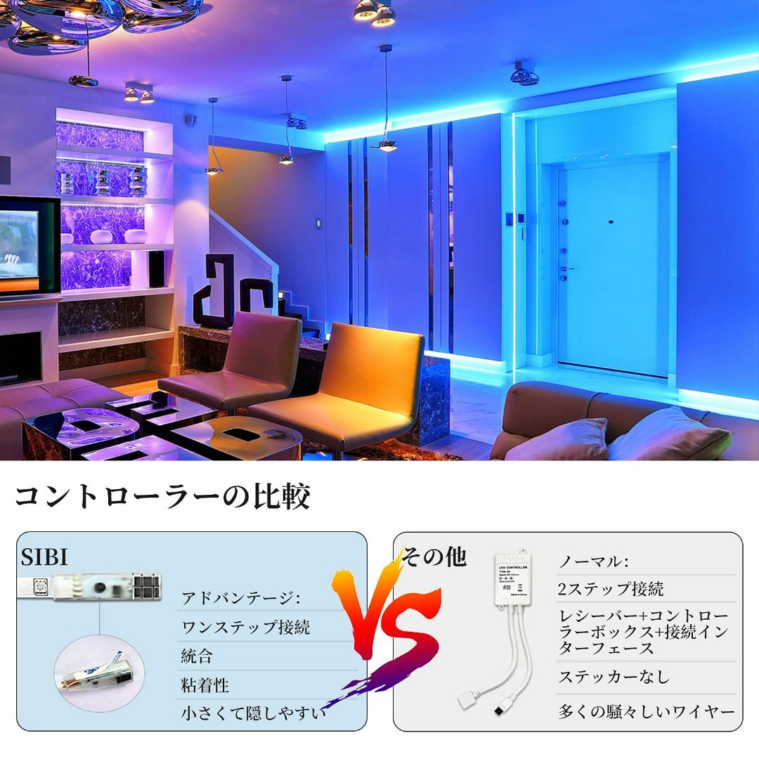 SIBI LIGHTING LEDテープライト 5m RGB 44キーリモコン操の通販 by レオン's shop｜ラクマ