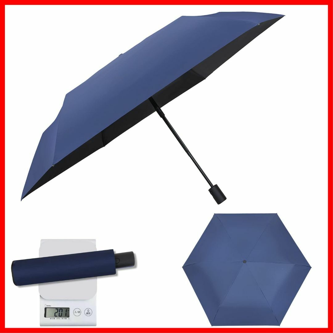 【サイズ:50_色:自動-ネイビー】折り畳み日傘 超軽量135g 晴雨兼用 99