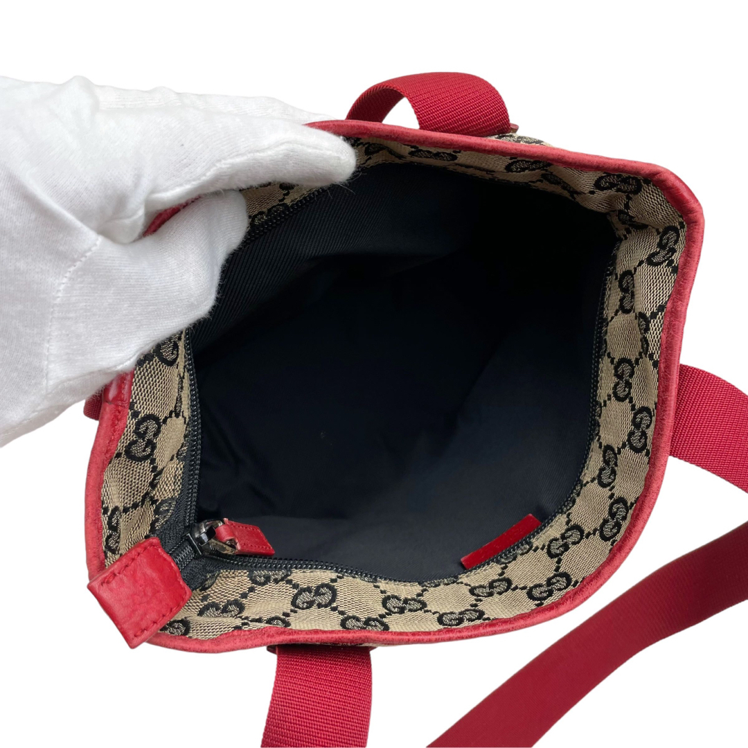 ✨良品✨ GUCCI グッチ トートバッグ GGキャンバス レザー 赤 レッド