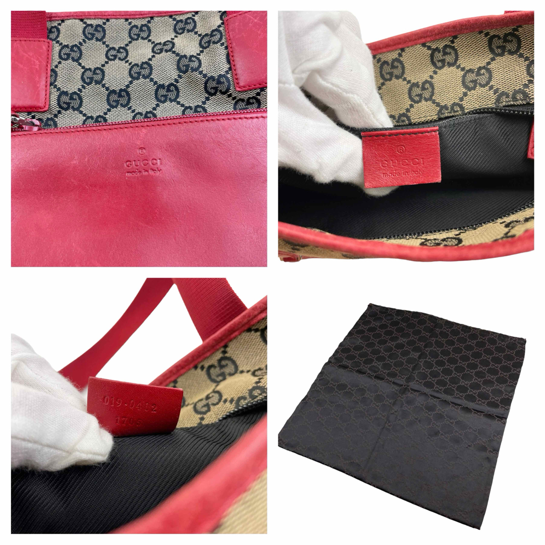 ✨良品✨ GUCCI グッチ トートバッグ GGキャンバス レザー 赤 レッド