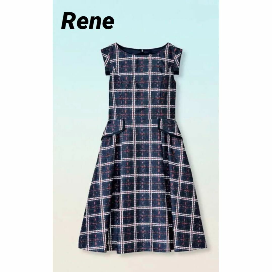 René(ルネ)の定価7万⭐️未使用⭐️ ♡ルネ♡リントン チェックワンピース　ネイビー レディースのワンピース(ひざ丈ワンピース)の商品写真