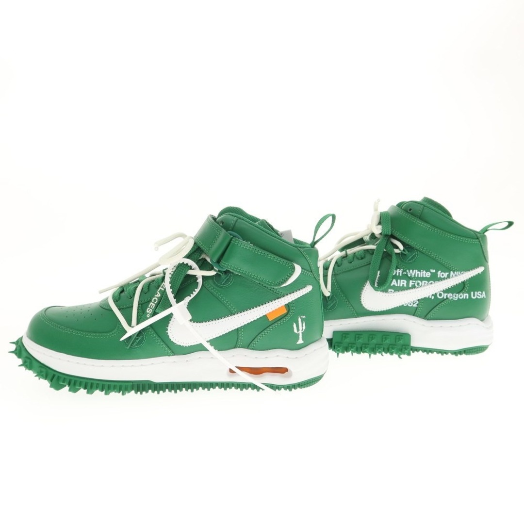 【中古】【未使用】オフホワイト OFF-WHITE 2023年春夏 × NIKE AIR FORCE 1 MID SP LTHR ナイキ  エアフォース1 スニーカー グリーンxホワイト【サイズ27cm】【メンズ】