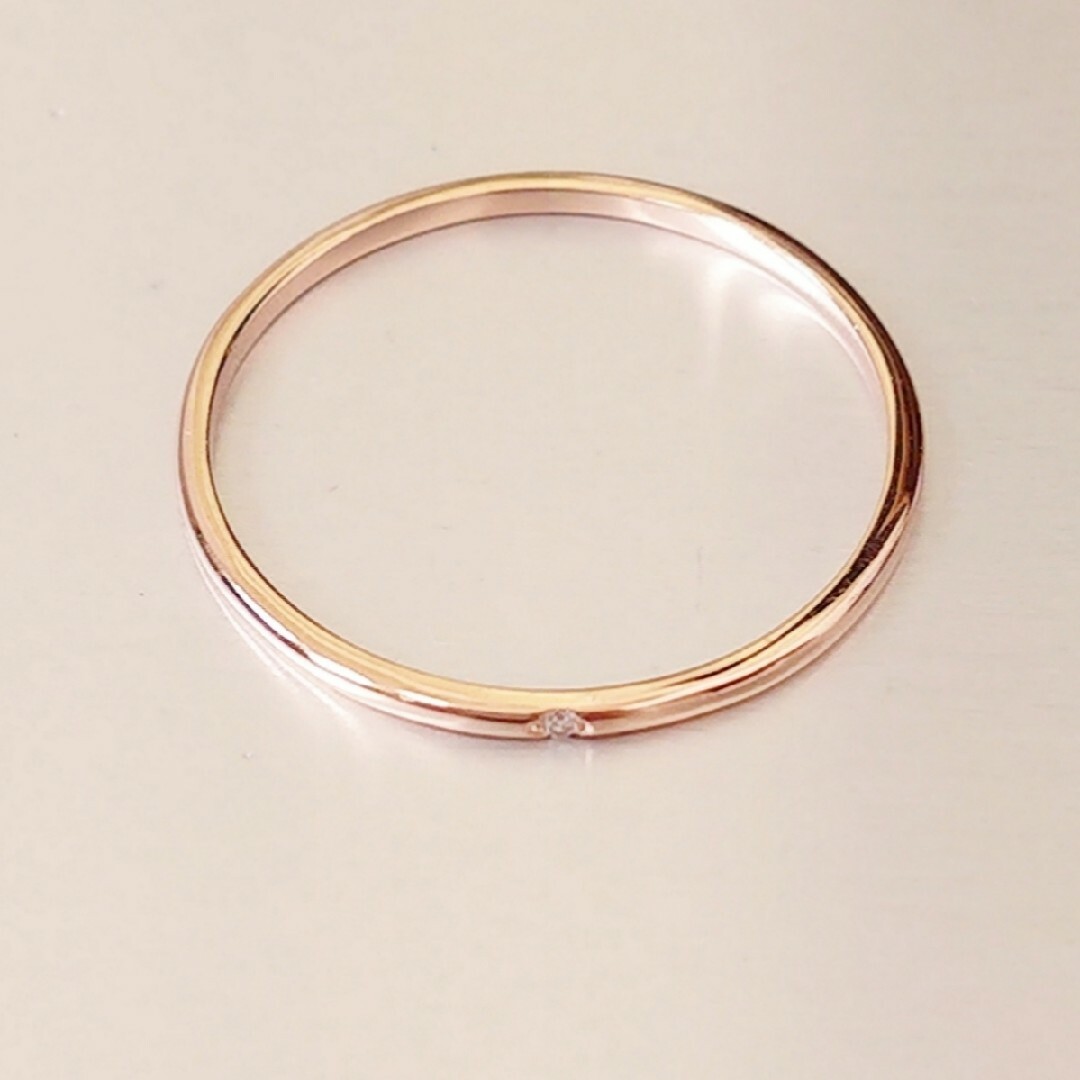 ダイヤモンドリング ピンク ゴールド 18金リング k18 15.5号 平甲丸 メンズのアクセサリー(リング(指輪))の商品写真