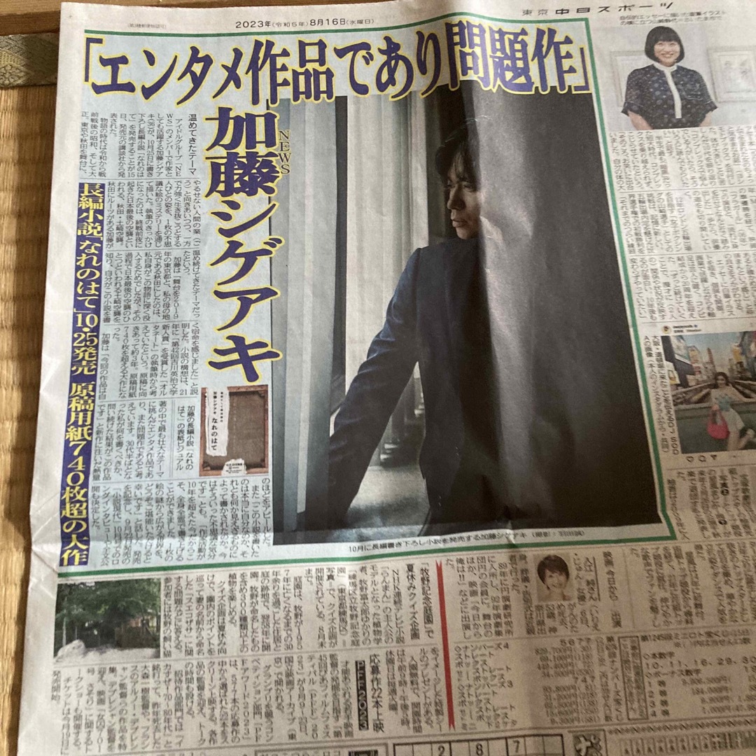 NEWS(ニュース)の加藤シゲアキ　新聞記事 エンタメ/ホビーのタレントグッズ(男性タレント)の商品写真