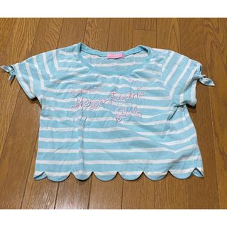 メゾピアノ(mezzo piano)の美品　メゾピアノ  半袖Tシャツ　160 ショート丈　スカラップ裾　足長(Tシャツ/カットソー)