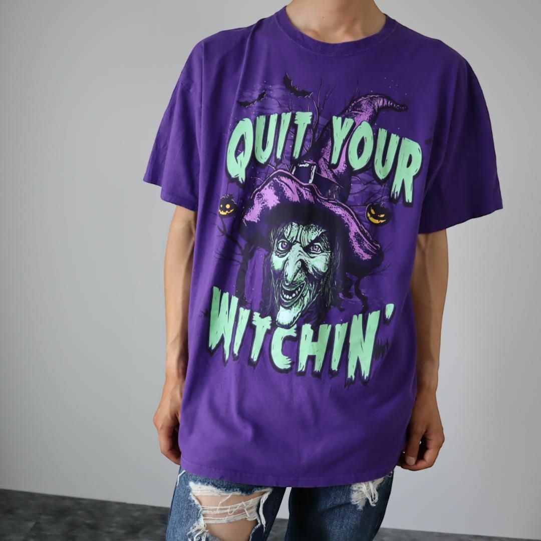 ART VINTAGE - 【vintage】魔女 ウィッチ プリント ルーズ Tシャツ 紫