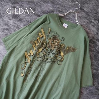 ギルタン(GILDAN)の【GILDAN】アーミー レトロ 両面 プリント ルーズ Tシャツ 緑 2XL(Tシャツ/カットソー(半袖/袖なし))