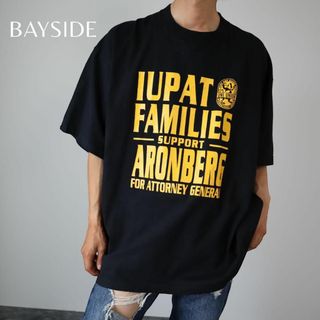 ベイサイド(BAY SIDE)の【BAYSIDE】バイカラー ポップ プリント ルーズ Tシャツ 黒 USA製(Tシャツ/カットソー(半袖/袖なし))