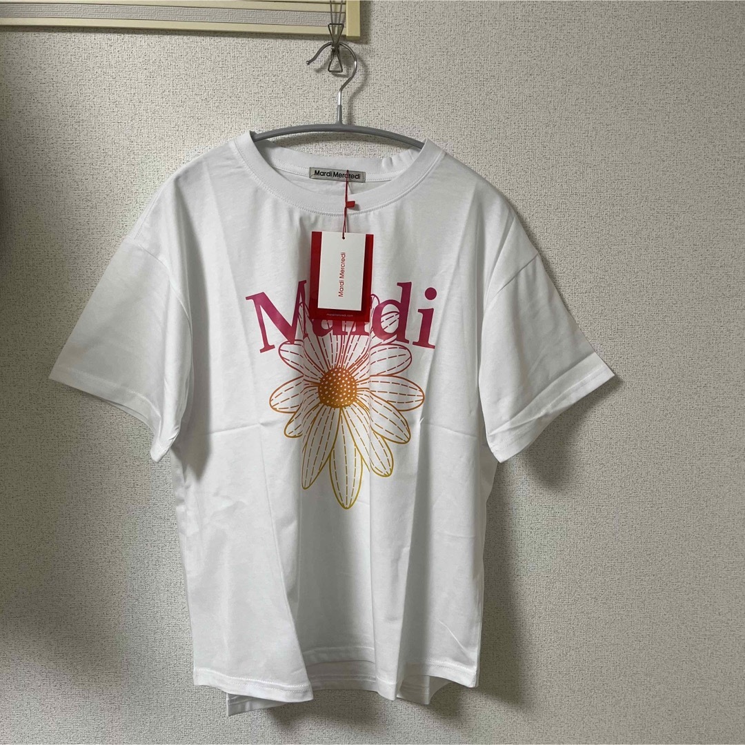 Mardi Mercredi マルディメクルディ　Tシャツ　ホワイトピンク