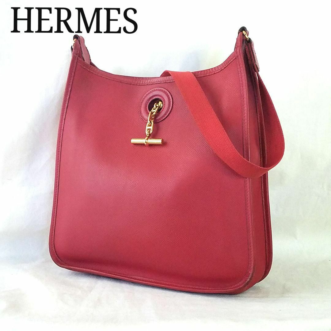 エルメス HERMES ヴェスパ PM レッド 赤系 ショルダーバッグ ゴールド