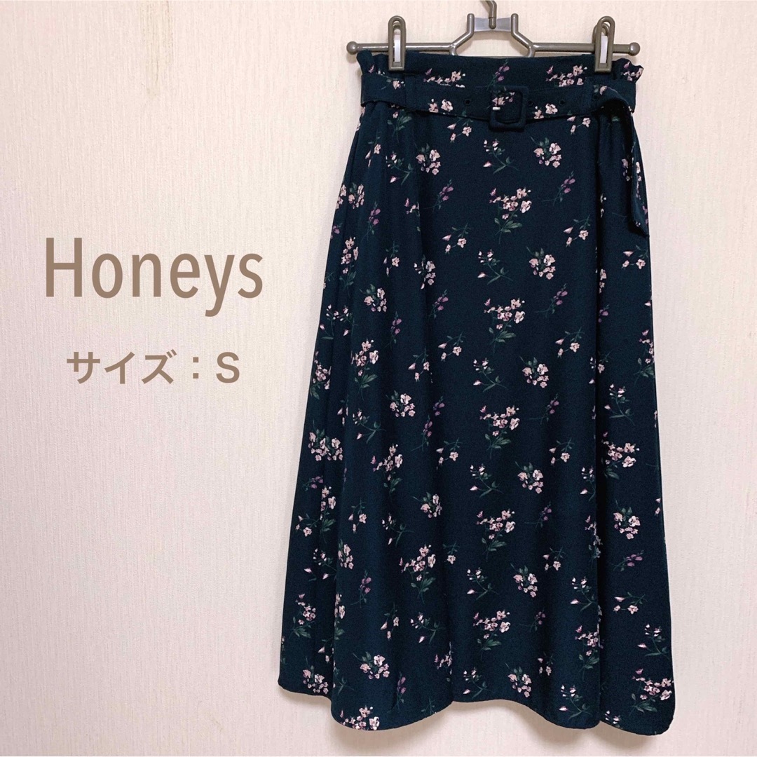 HONEYS(ハニーズ)の【限定価格】ハニーズ 花柄 ロングスカート（ネイビー） レディースのスカート(ロングスカート)の商品写真