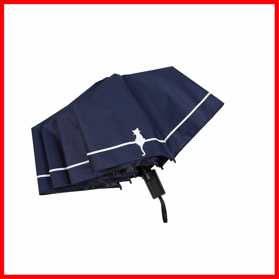 色:ネイビー【K.E.M】晴雨兼用 折りたたみ傘 猫 ネコ 日傘 超撥水