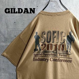 ギルタン(GILDAN)の【GILDAN】バックプリント ミリタリー 半袖 Tシャツ ベージュ 2XL(Tシャツ/カットソー(半袖/袖なし))