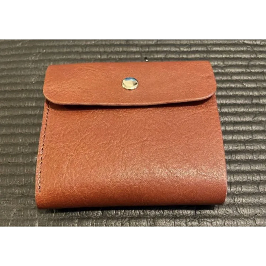All Right Leather   革 二つ折り財布  ミニ財布　ブラウン レディースのファッション小物(財布)の商品写真