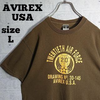 アヴィレックス(AVIREX)の【USA製】アヴィレックス ビッグロゴ プリント Tシャツ カーキ L(Tシャツ/カットソー(半袖/袖なし))