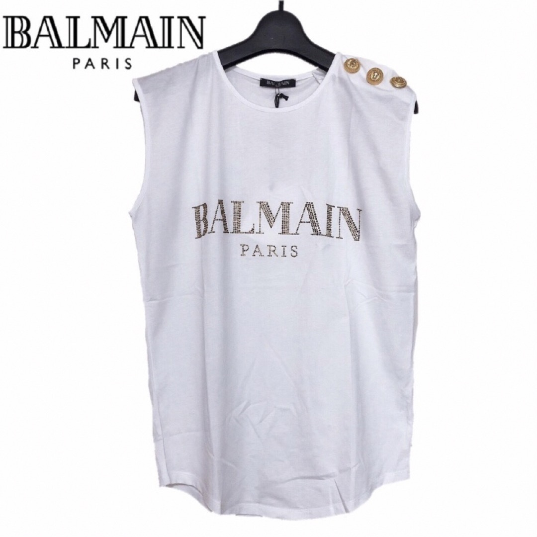 新品】確実正規品 BALMAIN バルマン ロゴ タンクトップ ホワイト ...