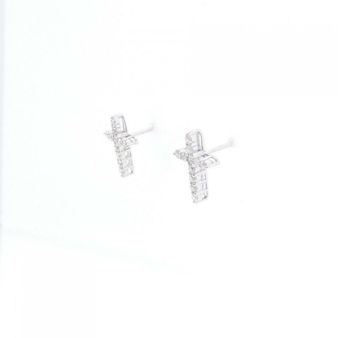 【新品】K18WG クロス ダイヤモンド ピアス 0.20CT 1