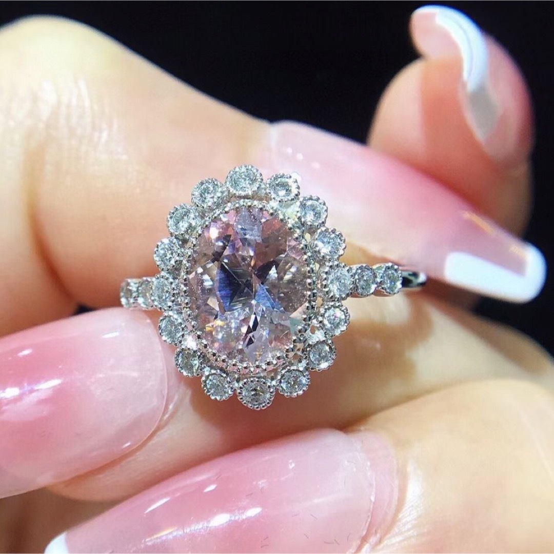 天然モルガナイト  ダイヤ  リング 1.3ct k18 ¥ レディースのアクセサリー(リング(指輪))の商品写真