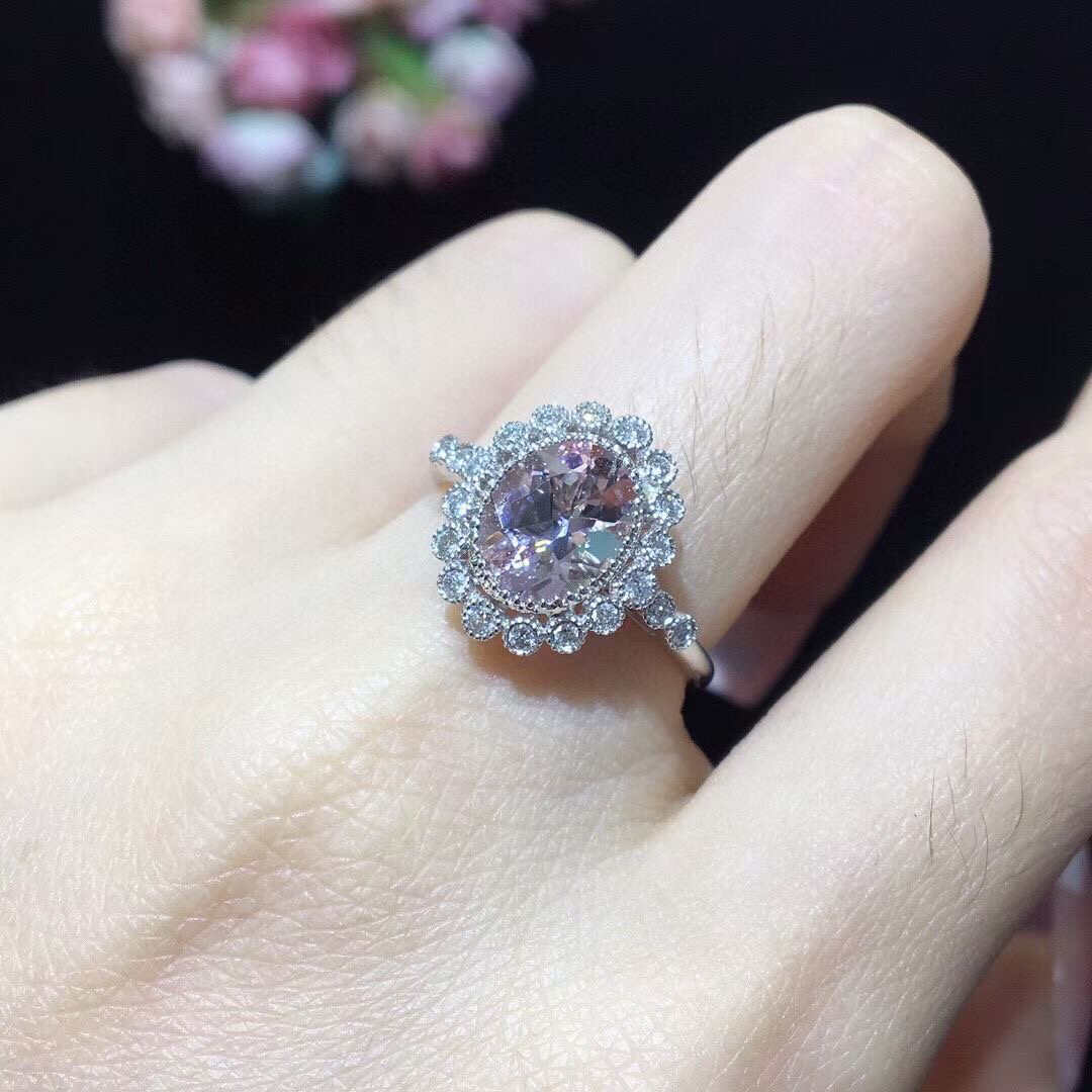 天然モルガナイト  ダイヤ  リング 1.3ct k18 ¥ レディースのアクセサリー(リング(指輪))の商品写真