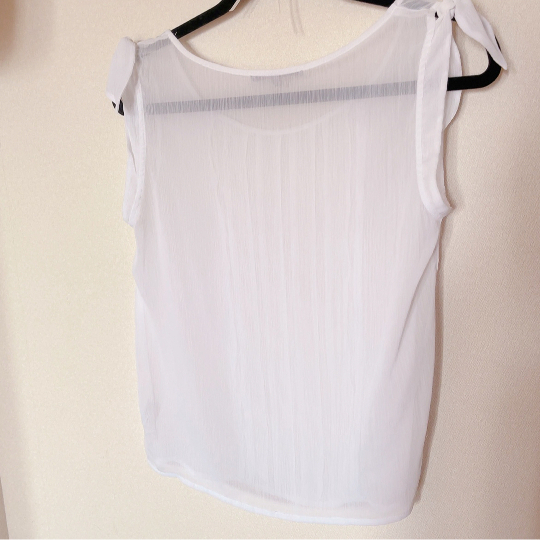 GAP(ギャップ)の袖リボン　白シースルートップス レディースのトップス(シャツ/ブラウス(半袖/袖なし))の商品写真