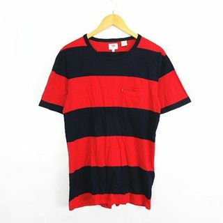 リーバイス(Levi's)のリーバイス Tシャツ 半袖 丸首 ボーダー 胸ポケット M レッド×ネイビー(Tシャツ/カットソー(半袖/袖なし))