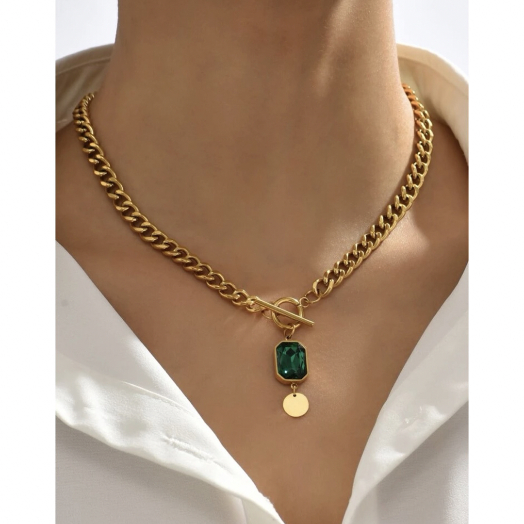 MURUA(ムルーア)の【Design emerald charm necklace】#04 レディースのアクセサリー(ネックレス)の商品写真