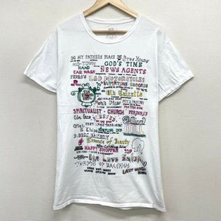 US古着 グラフィック文字 刺繍デザイン Tシャツ 半袖 サイズ：メンズ L ホワイト 【中古】(Tシャツ/カットソー(半袖/袖なし))